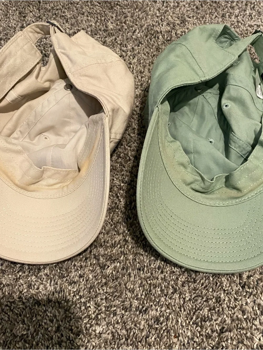Nike Hats - Beige and Sage Used with some staining on inside